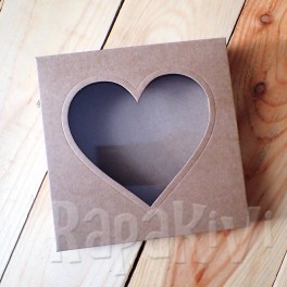Pudełko z sercem kwadratowe 14,5 cm kraft Pudełko z sercem kwadratowe 14,5 cm kraft