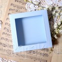 Pudełko na kartkę kwadrat z okienkiem niebieski pastelowy