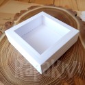 Pudełko 10x10x3,5 cm z okienkiem białe