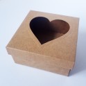 Pudełko mini 8x8x4 cm z sercem, 300 g, kraft