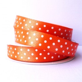 Wstążka w groszki 12 mm pomarańczowa Wstążka w groszki 12 mm pomarańczowa